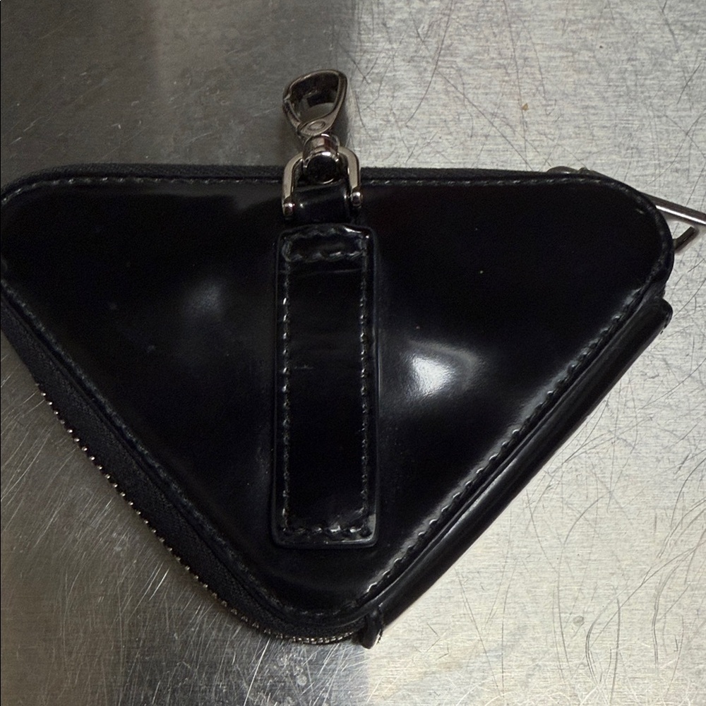 Prada Black Triangular Leather Pouch-Used As Is - image 6